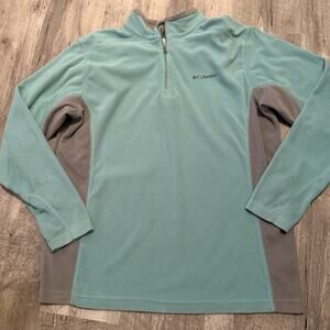 Columbia Pine Ridge Quarter Zip Men Large Lightweight Fleece Green / Gray XM6279